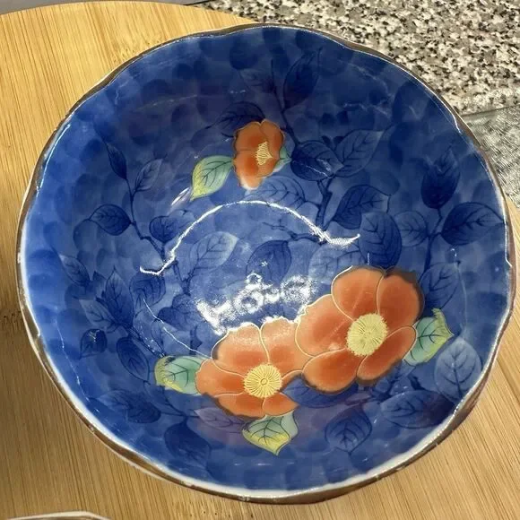 Vintage Japanese Porcelain Arita Juzan Gama Namasu Showa Peony Bowls Set Of 3 - Picture 4 of 12